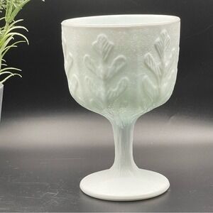 Westmoreland Oak Leaf Milk Glass Goblet Tree Trunk Stem White Vintage Glassware